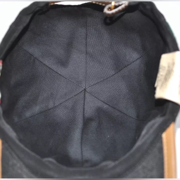 GUCCI Web Sherry Line Baseball Cap GG Canvas Leather Size L black/beige - Picture 12 of 16